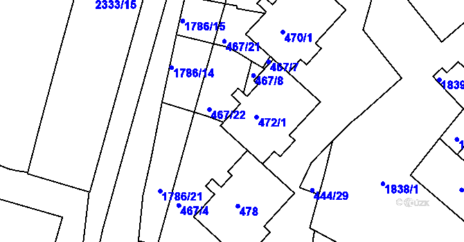 Parcela st. 472/3 v KÚ Příbram, Katastrální mapa