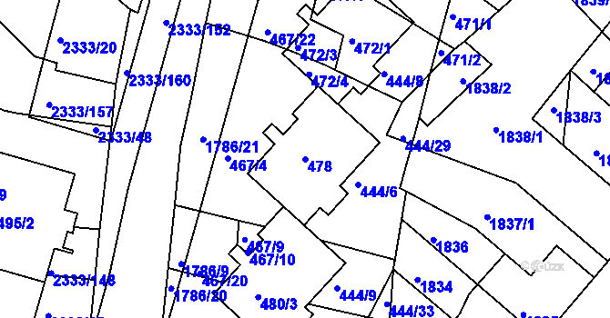 Parcela st. 478 v KÚ Příbram, Katastrální mapa
