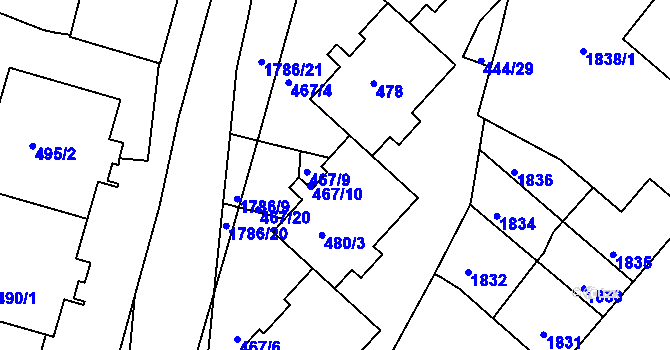 Parcela st. 480/4 v KÚ Příbram, Katastrální mapa
