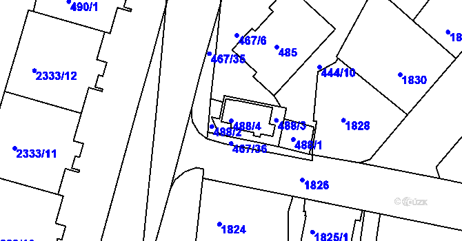 Parcela st. 488/4 v KÚ Příbram, Katastrální mapa