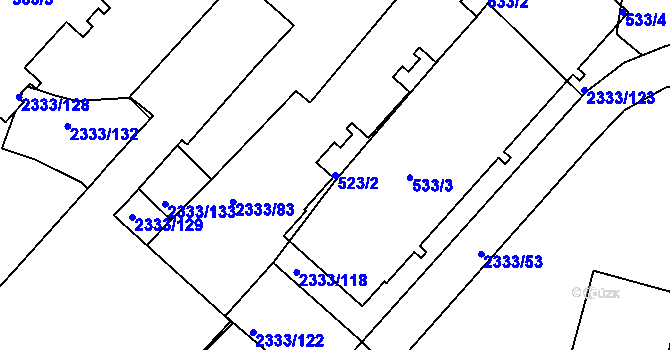 Parcela st. 523/2 v KÚ Příbram, Katastrální mapa