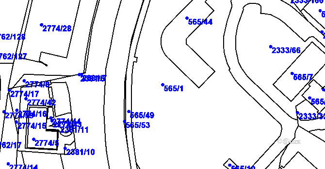 Parcela st. 565/1 v KÚ Příbram, Katastrální mapa