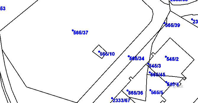 Parcela st. 565/10 v KÚ Příbram, Katastrální mapa