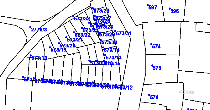 Parcela st. 573/13 v KÚ Příbram, Katastrální mapa