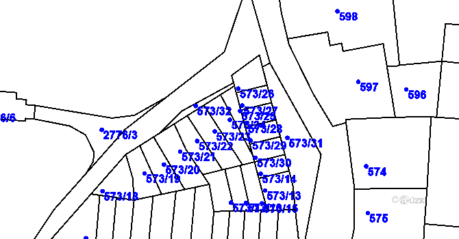 Parcela st. 573/24 v KÚ Příbram, Katastrální mapa