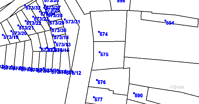 Parcela st. 575 v KÚ Příbram, Katastrální mapa