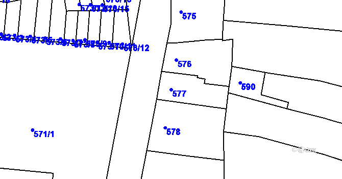 Parcela st. 577 v KÚ Příbram, Katastrální mapa