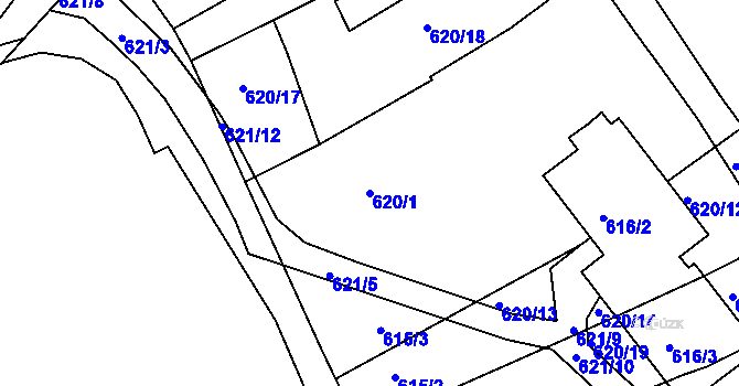 Parcela st. 620/1 v KÚ Příbram, Katastrální mapa