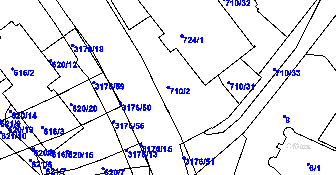 Parcela st. 710/2 v KÚ Příbram, Katastrální mapa