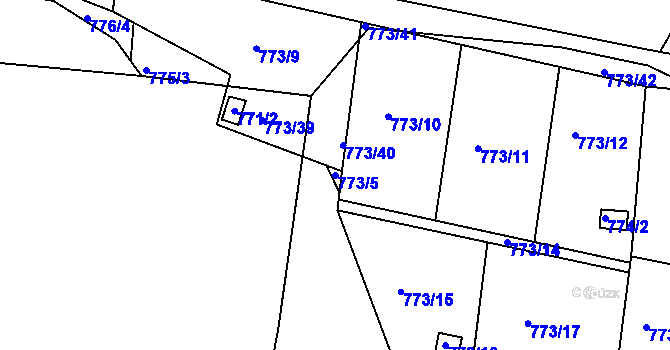 Parcela st. 773/5 v KÚ Příbram, Katastrální mapa