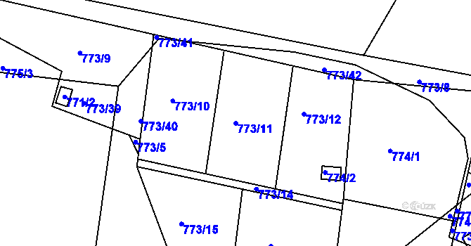 Parcela st. 773/11 v KÚ Příbram, Katastrální mapa