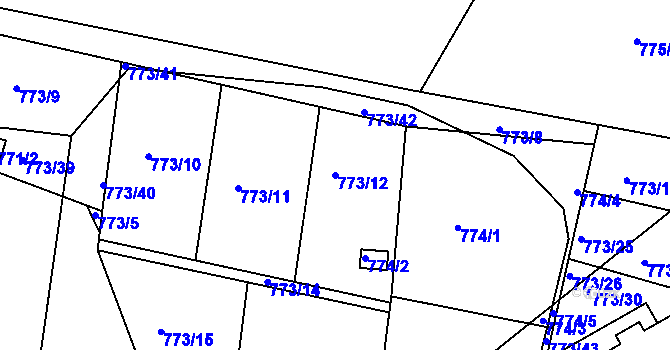 Parcela st. 773/12 v KÚ Příbram, Katastrální mapa