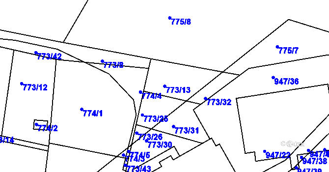 Parcela st. 773/13 v KÚ Příbram, Katastrální mapa