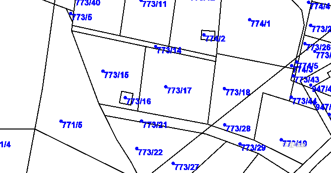 Parcela st. 773/17 v KÚ Příbram, Katastrální mapa