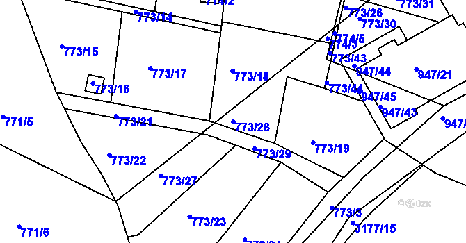 Parcela st. 773/28 v KÚ Příbram, Katastrální mapa