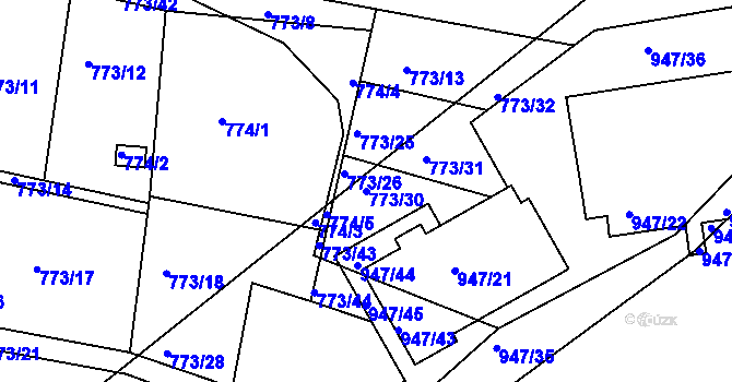 Parcela st. 773/30 v KÚ Příbram, Katastrální mapa