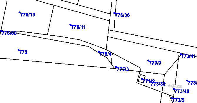 Parcela st. 776/4 v KÚ Příbram, Katastrální mapa