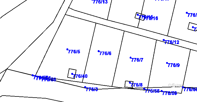 Parcela st. 776/6 v KÚ Příbram, Katastrální mapa