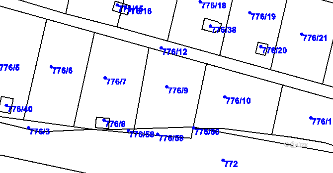 Parcela st. 776/9 v KÚ Příbram, Katastrální mapa