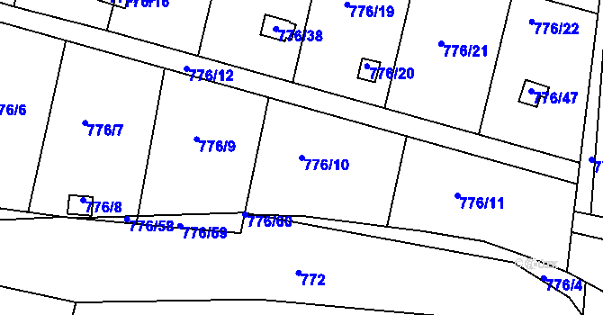 Parcela st. 776/10 v KÚ Příbram, Katastrální mapa