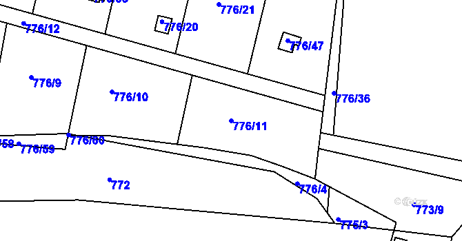 Parcela st. 776/11 v KÚ Příbram, Katastrální mapa