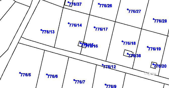 Parcela st. 776/16 v KÚ Příbram, Katastrální mapa