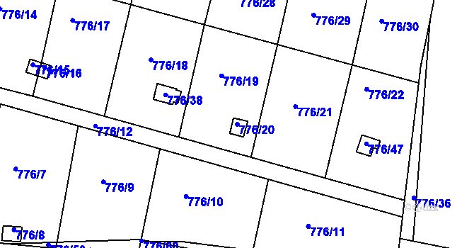 Parcela st. 776/20 v KÚ Příbram, Katastrální mapa