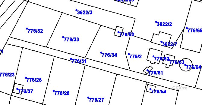 Parcela st. 776/34 v KÚ Příbram, Katastrální mapa