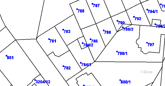 Parcela st. 784/2 v KÚ Příbram, Katastrální mapa