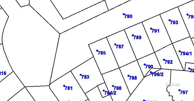 Parcela st. 785 v KÚ Příbram, Katastrální mapa