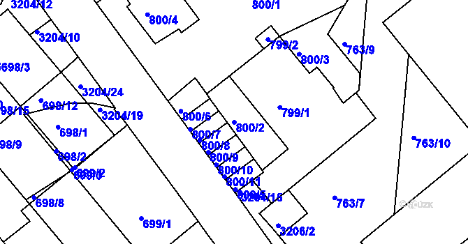 Parcela st. 800/2 v KÚ Příbram, Katastrální mapa