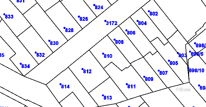 Parcela st. 810 v KÚ Příbram, Katastrální mapa