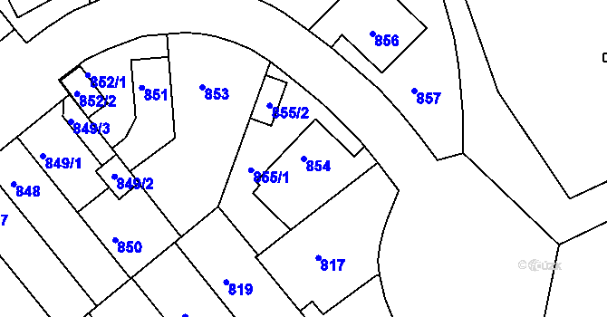 Parcela st. 854 v KÚ Příbram, Katastrální mapa