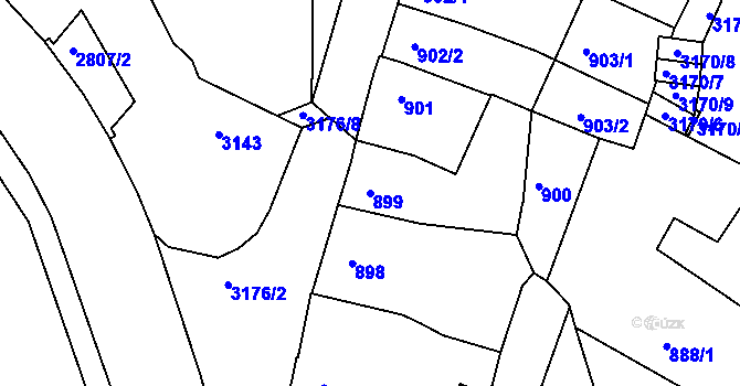Parcela st. 899 v KÚ Příbram, Katastrální mapa