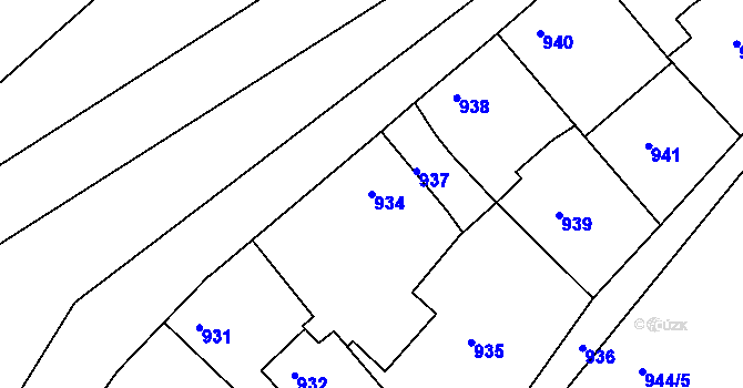 Parcela st. 934 v KÚ Příbram, Katastrální mapa