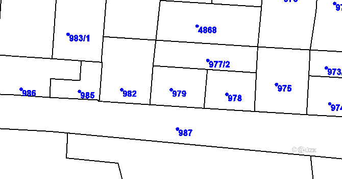 Parcela st. 979 v KÚ Příbram, Katastrální mapa
