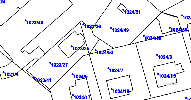 Parcela st. 1024/50 v KÚ Příbram, Katastrální mapa