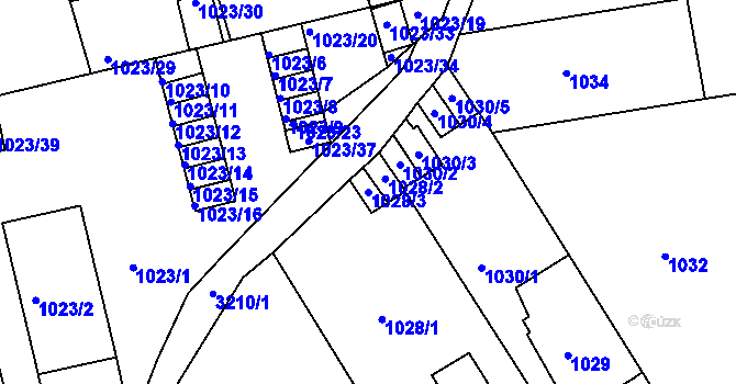 Parcela st. 1028/3 v KÚ Příbram, Katastrální mapa