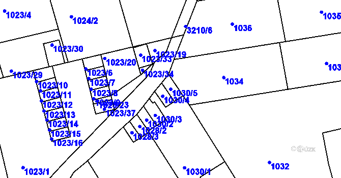Parcela st. 1030/5 v KÚ Příbram, Katastrální mapa