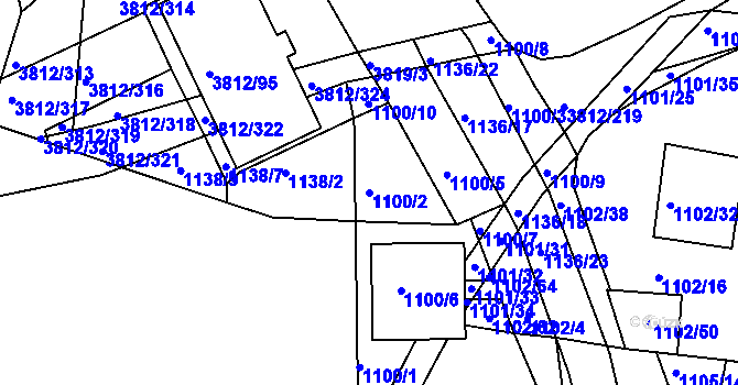 Parcela st. 1100/2 v KÚ Příbram, Katastrální mapa