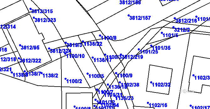 Parcela st. 1100/3 v KÚ Příbram, Katastrální mapa