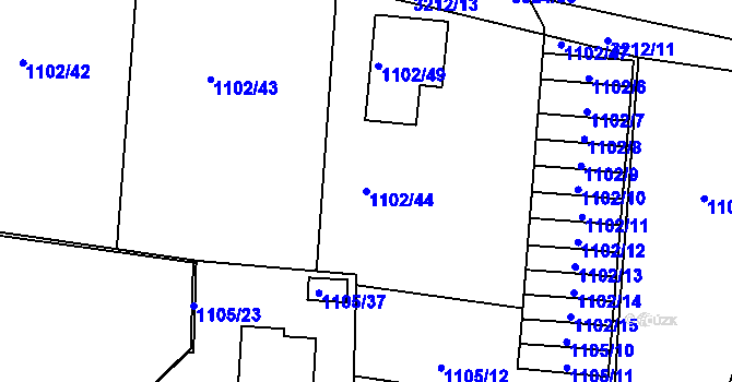 Parcela st. 1102/44 v KÚ Příbram, Katastrální mapa