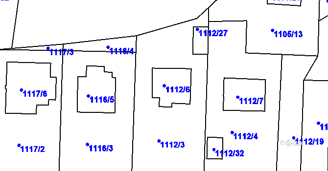 Parcela st. 1112/6 v KÚ Příbram, Katastrální mapa