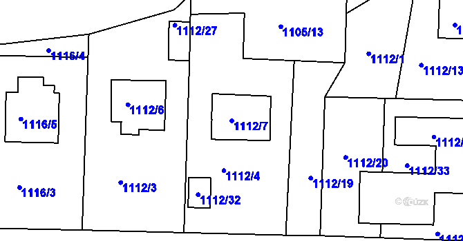 Parcela st. 1112/7 v KÚ Příbram, Katastrální mapa
