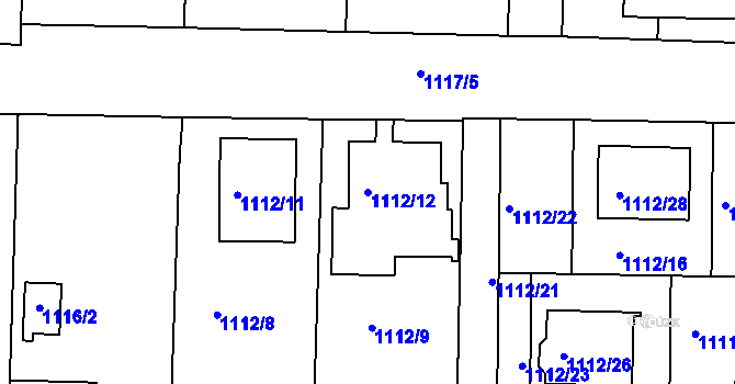 Parcela st. 1112/12 v KÚ Příbram, Katastrální mapa