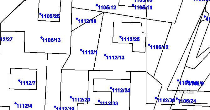 Parcela st. 1112/13 v KÚ Příbram, Katastrální mapa