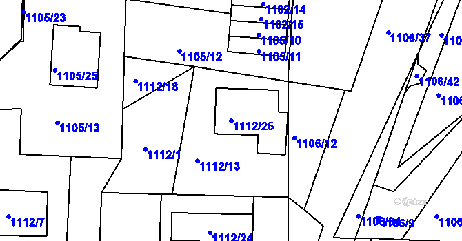 Parcela st. 1112/25 v KÚ Příbram, Katastrální mapa