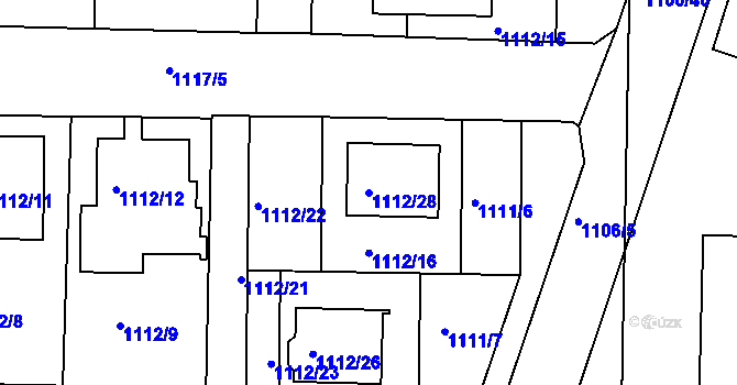 Parcela st. 1112/28 v KÚ Příbram, Katastrální mapa