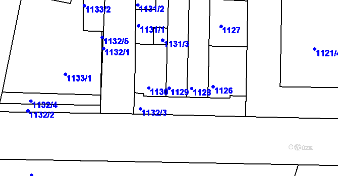 Parcela st. 1129 v KÚ Příbram, Katastrální mapa