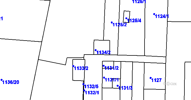 Parcela st. 1134/2 v KÚ Příbram, Katastrální mapa